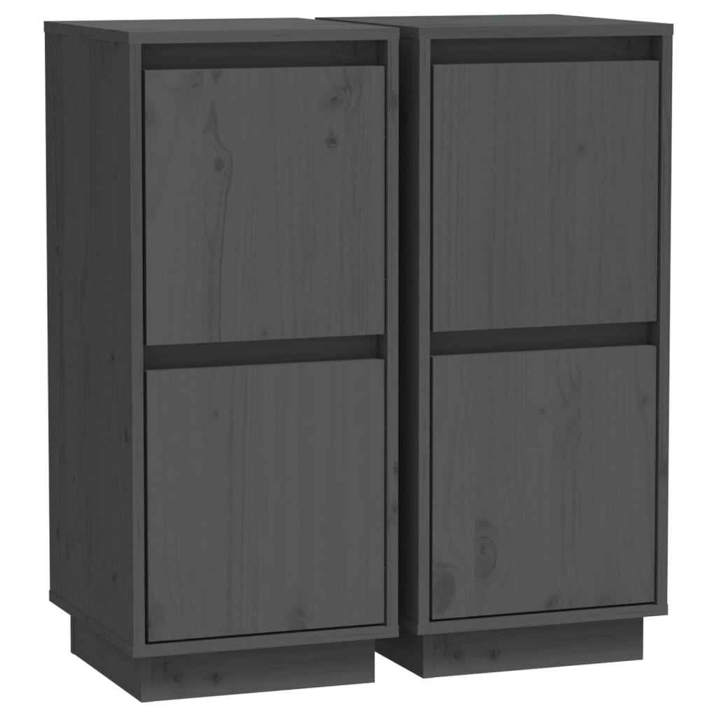 Buffets 2 pcs Gris 31,5x34x75 cm Bois massif de pin Buffets & bahuts vidaXL   