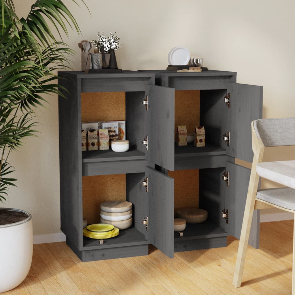Buffets 2 pcs Gris 31,5x34x75 cm Bois massif de pin Buffets & bahuts vidaXL   