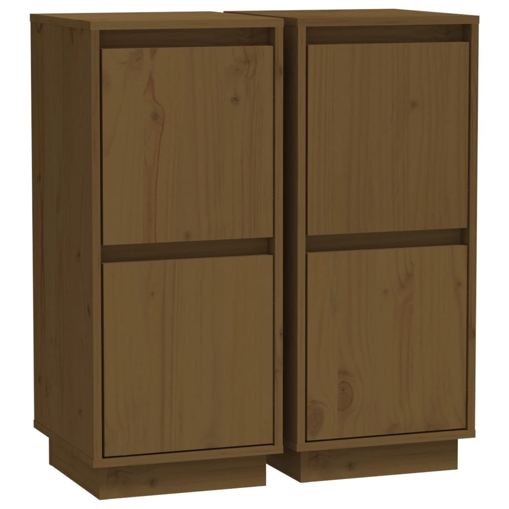 Buffets 2 pcs Marron miel 31,5x34x75 cm Bois massif de pin Buffets & bahuts vidaXL   