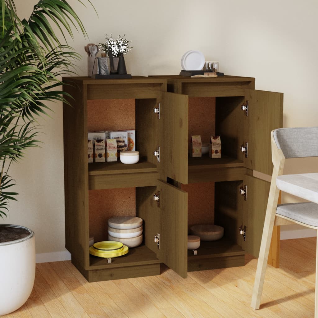Buffets 2 pcs Marron miel 31,5x34x75 cm Bois massif de pin Buffets & bahuts vidaXL   