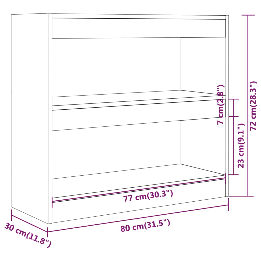 Bibliothèque/Séparateur de pièce Gris béton 80x30x72 cm Bibliothèques vidaXL   