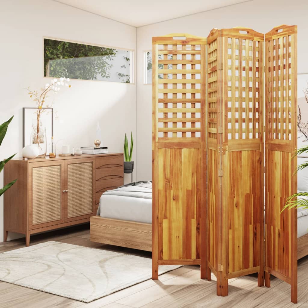 Cloison de séparation 4 panneaux 162x2x180 cm Bois d'acacia Séparateurs de pièces vidaXL   