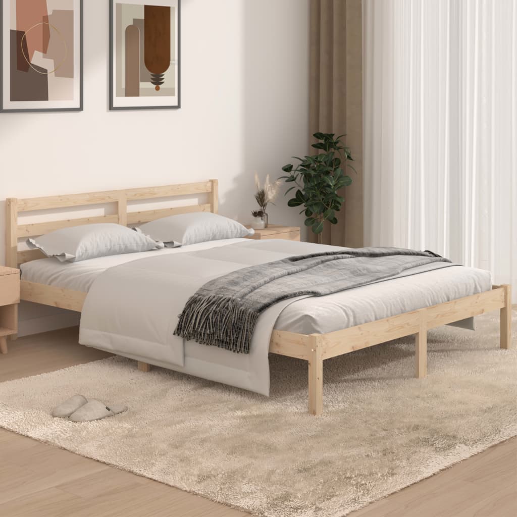 Cadre de lit Bois de pin massif 140x190 cm Lits & cadres de lit vidaXL   