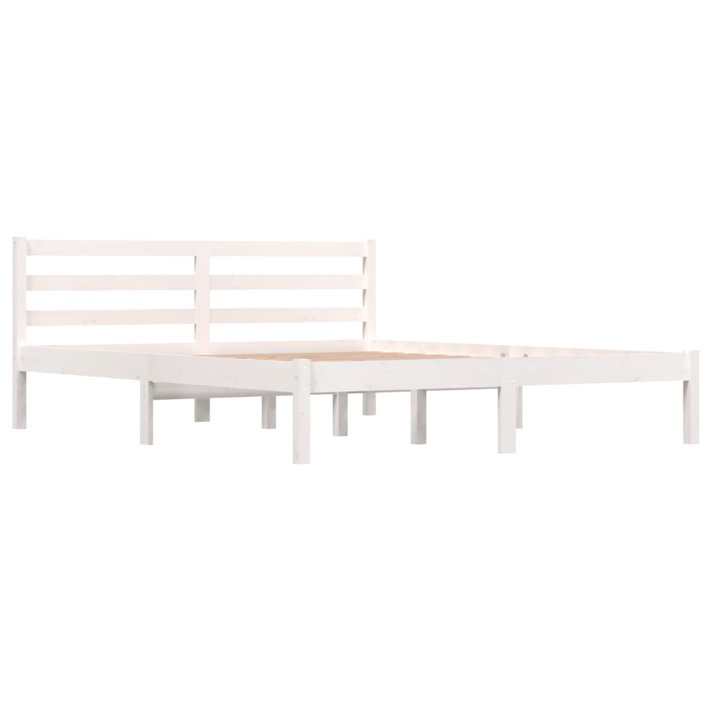 Cadre de lit Bois de pin massif 150x200 cm Blanc très grand Lits & cadres de lit vidaXL   