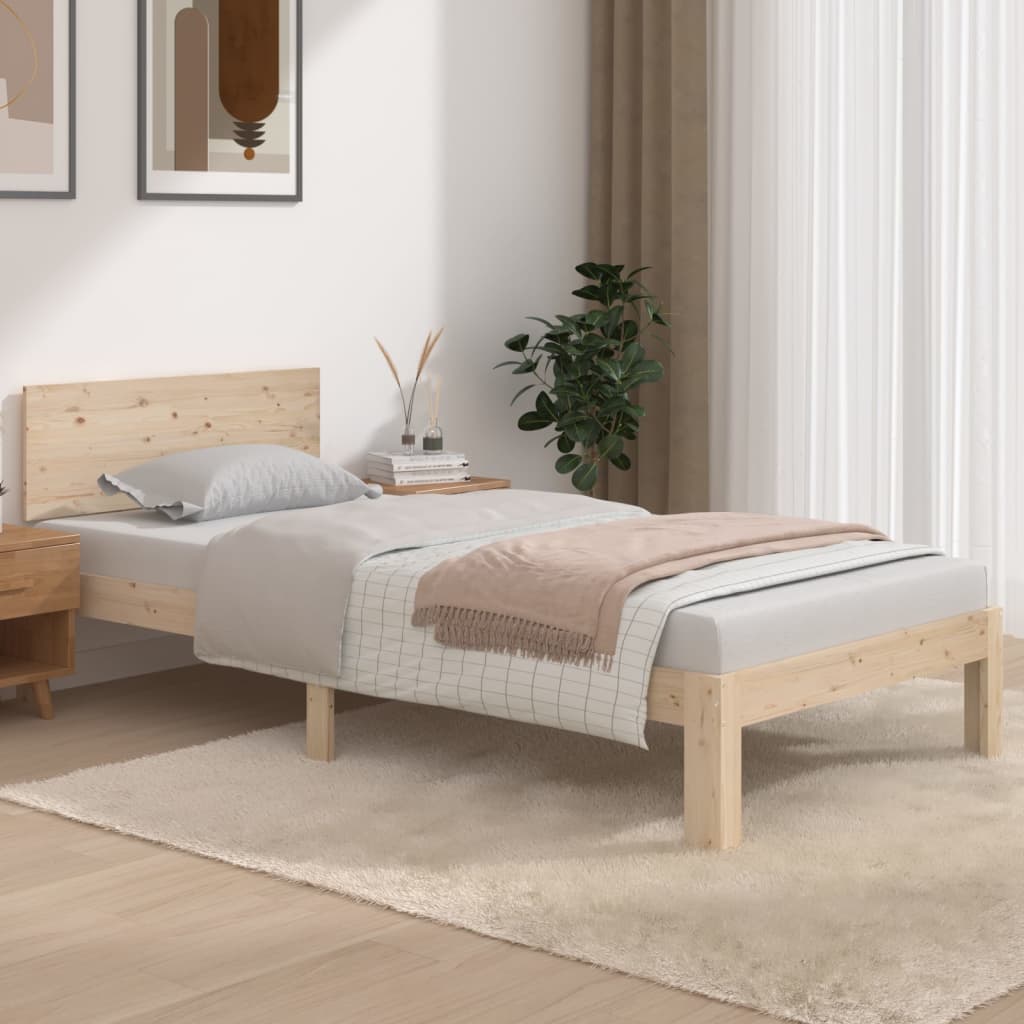 Cadre de lit bois massif 90x190 cm simple Lits & cadres de lit vidaXL   