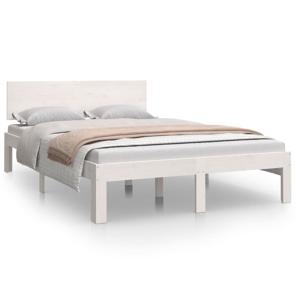 Cadre de lit Blanc Bois massif 120x190 cm Petit double Lits & cadres de lit vidaXL   