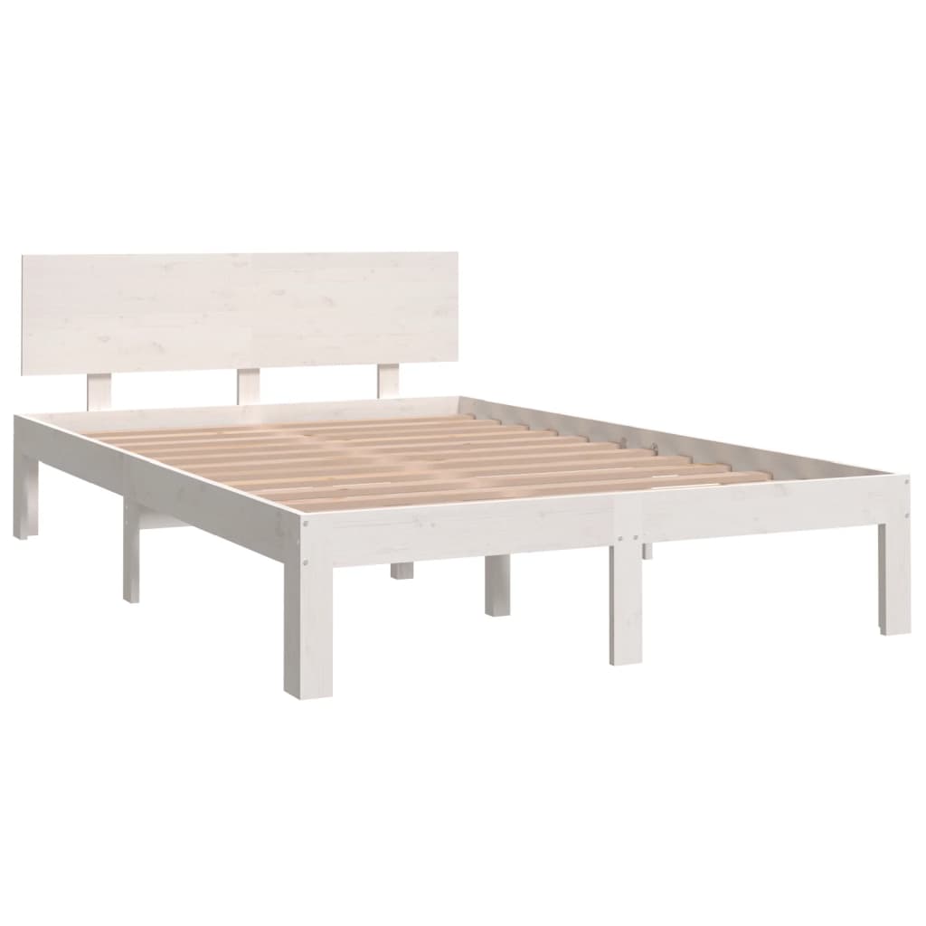 Cadre de lit Blanc Bois massif 120x190 cm Petit double Lits & cadres de lit vidaXL   