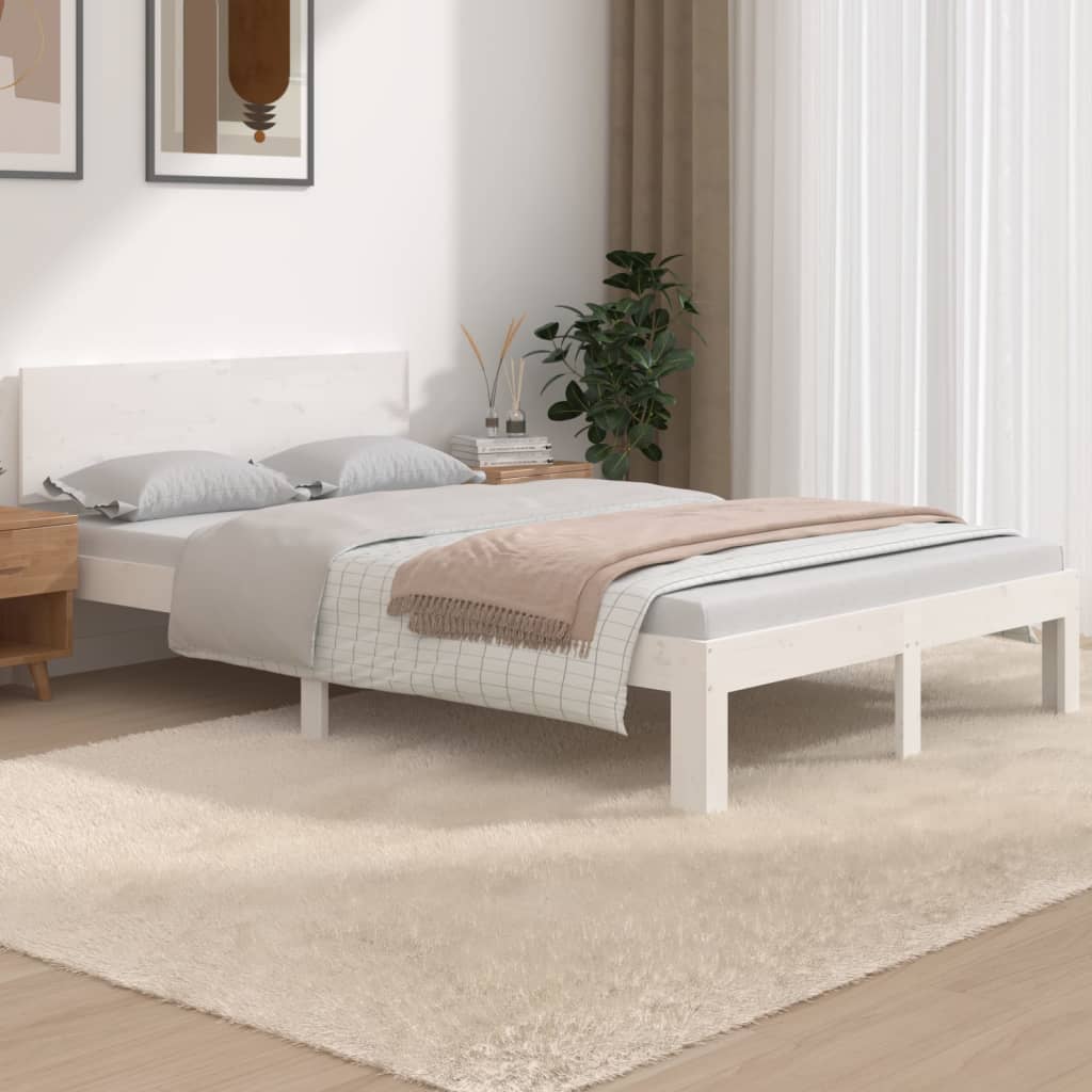 Cadre de lit Blanc Bois massif 120x190 cm Petit double Lits & cadres de lit vidaXL   