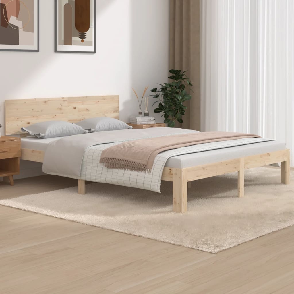 Cadre de lit Bois de pin massif 140x190 cm Lits & cadres de lit vidaXL   
