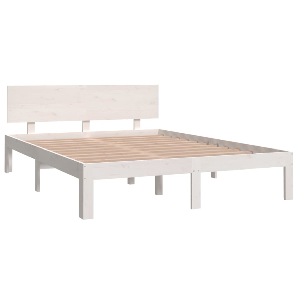 Cadre de lit Blanc Bois massif 150x200 cm Très grand Lits & cadres de lit vidaXL   