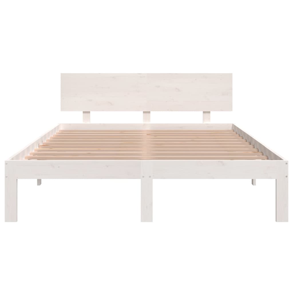Cadre de lit Blanc Bois massif 150x200 cm Très grand Lits & cadres de lit vidaXL   