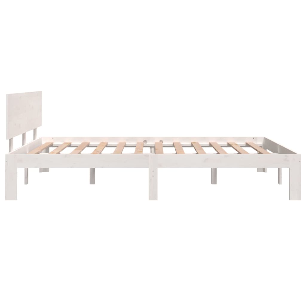 Cadre de lit Blanc Bois massif 150x200 cm Très grand Lits & cadres de lit vidaXL   