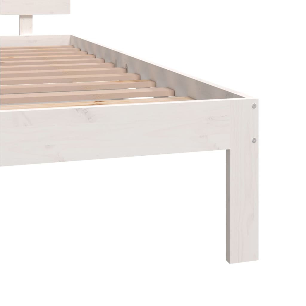Cadre de lit Blanc Bois massif 150x200 cm Très grand Lits & cadres de lit vidaXL   