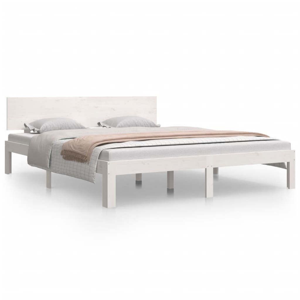Cadre de lit Blanc Bois de pin massif 160x200 cm Lits & cadres de lit vidaXL   