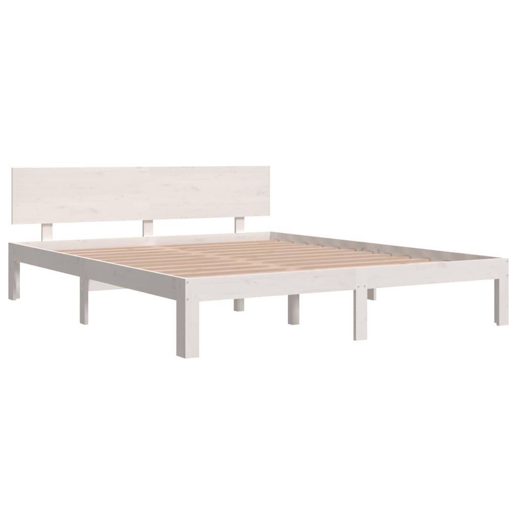 Cadre de lit Blanc Bois de pin massif 160x200 cm Lits & cadres de lit vidaXL   