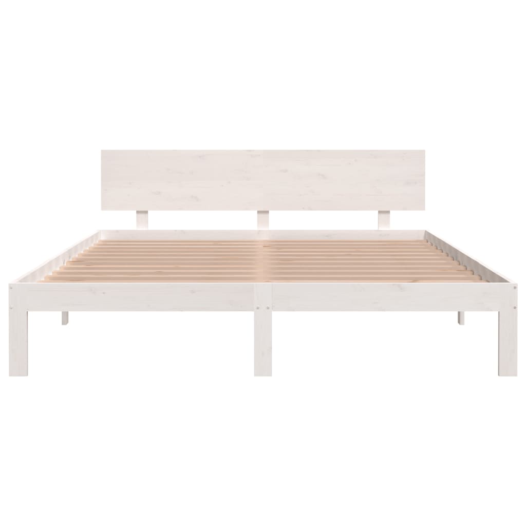 Cadre de lit Blanc Bois de pin massif 160x200 cm Lits & cadres de lit vidaXL   