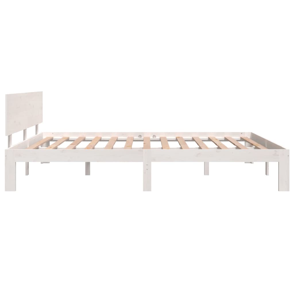 Cadre de lit Blanc Bois de pin massif 160x200 cm Lits & cadres de lit vidaXL   