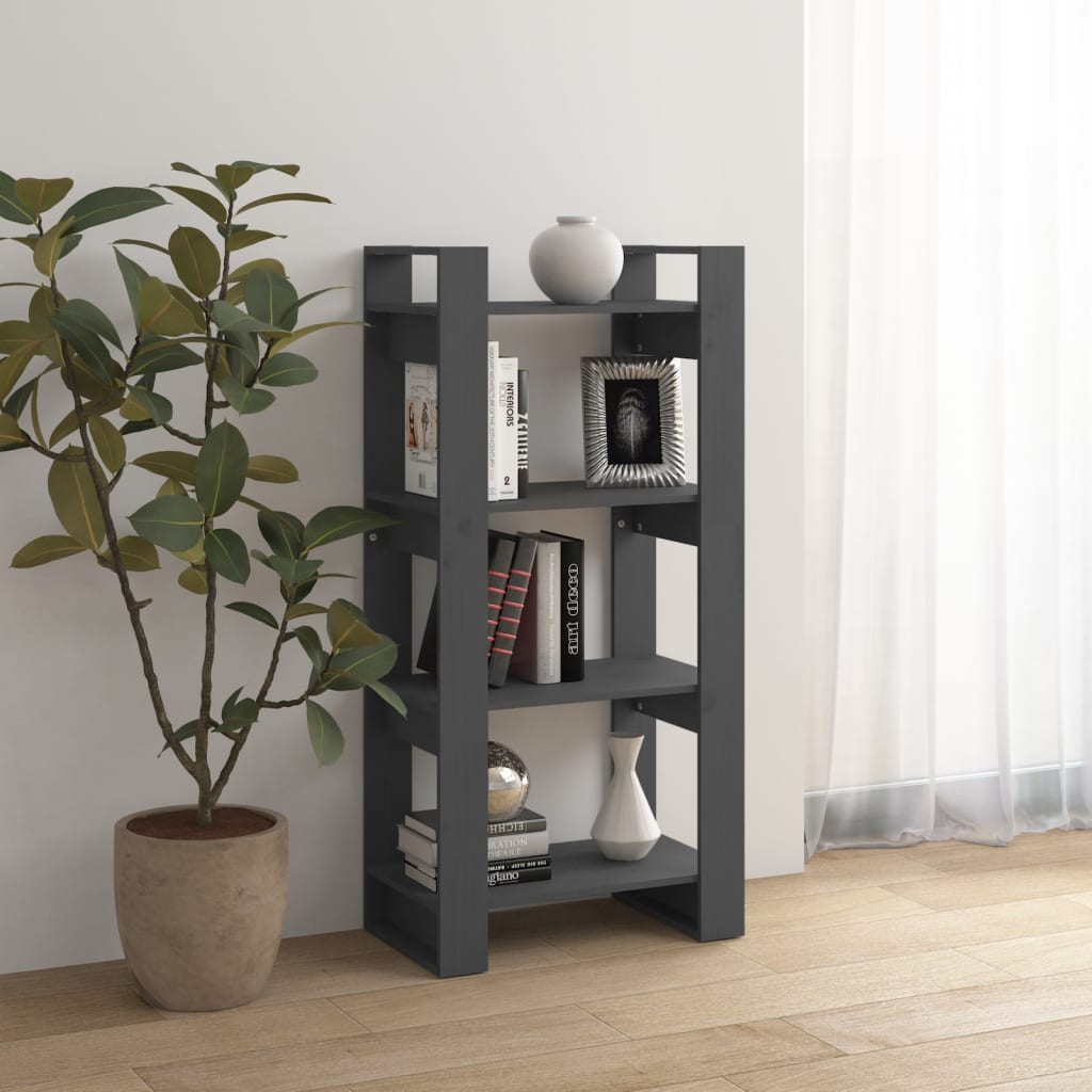 Bibliothèque/Séparateur de pièce Gris 60x35x125 cm Bois massif Bibliothèques vidaXL   