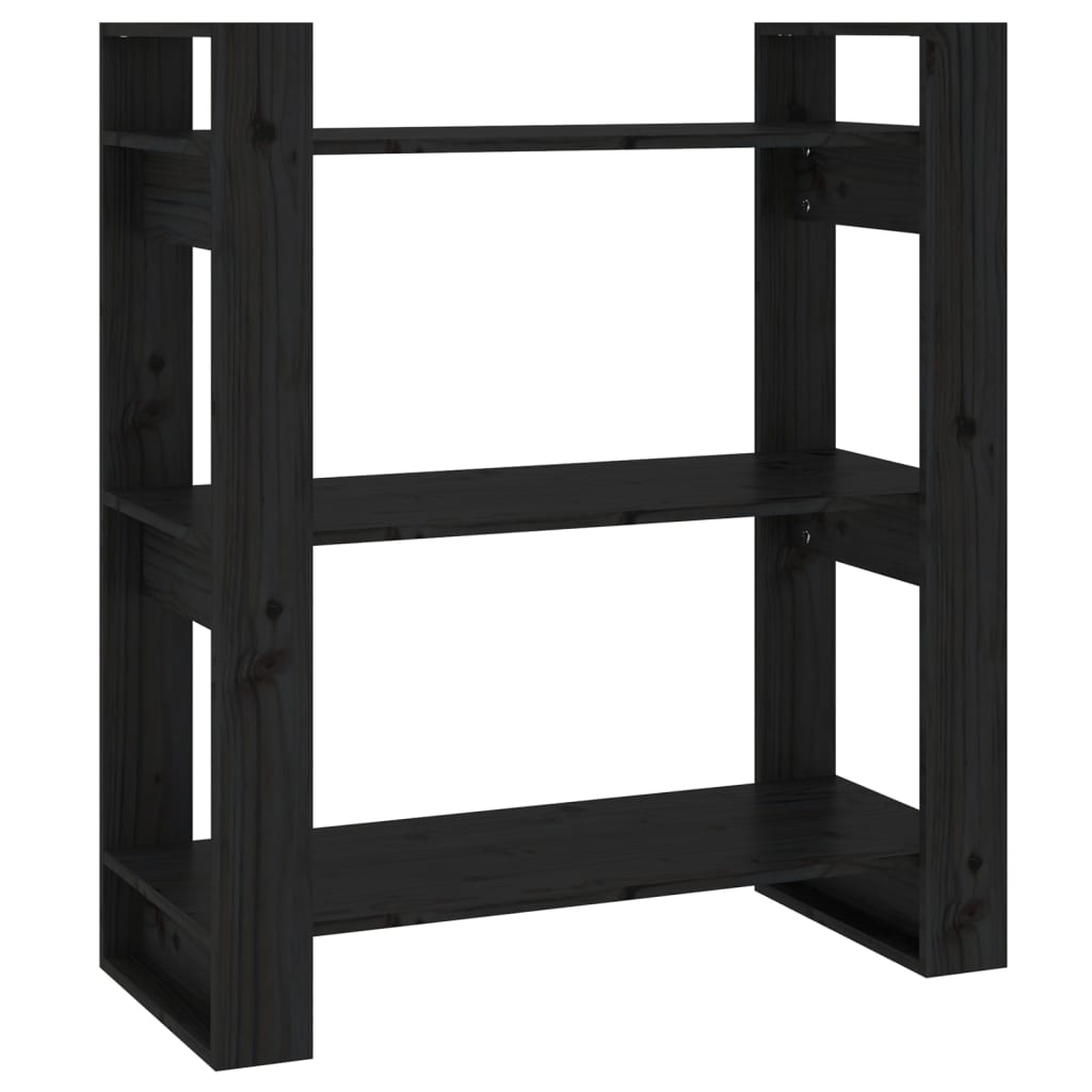 Bibliothèque/Séparateur de pièce Noir 80x35x91 cm Pin solide Bibliothèques vidaXL   