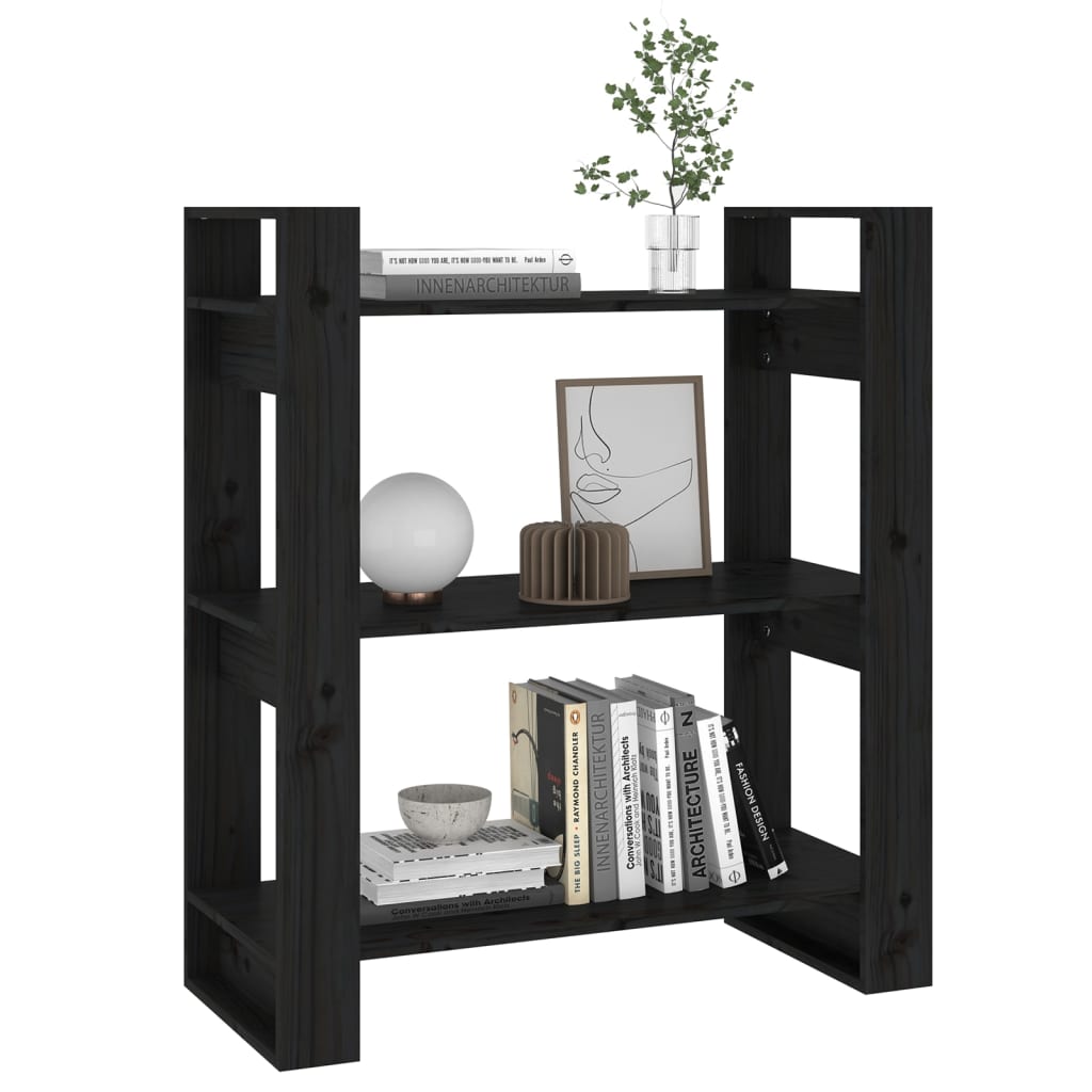 Bibliothèque/Séparateur de pièce Noir 80x35x91 cm Pin solide Bibliothèques vidaXL   