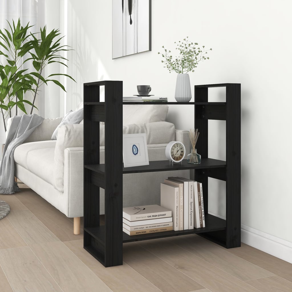 Bibliothèque/Séparateur de pièce Noir 80x35x91 cm Pin solide Bibliothèques vidaXL   