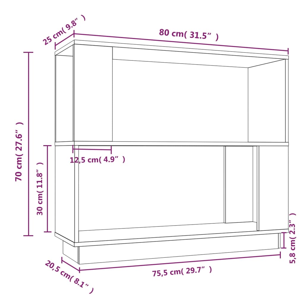 Bibliothèque/Séparateur de pièce 80x25x70 cm Bois de pin solide Bibliothèques vidaXL   