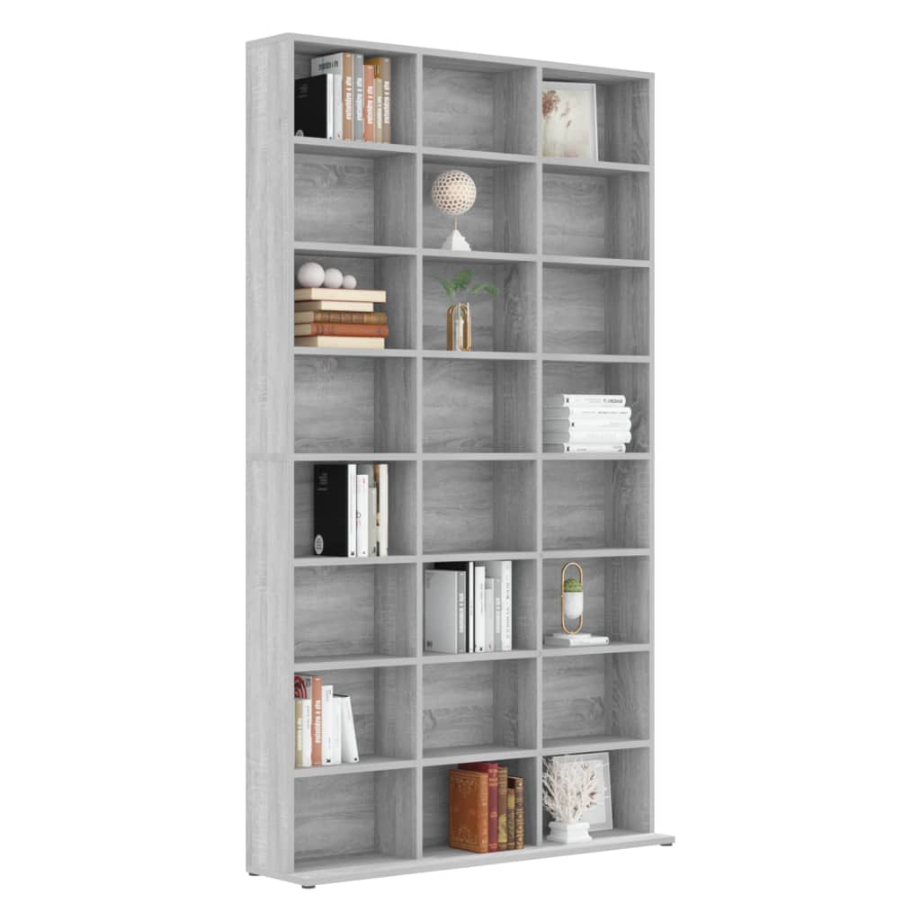 Armoire à CD Sonoma gris 102x23x177,5 cm Bois d'ingénierie Fixations & meubles de rangement multimédia vidaXL   