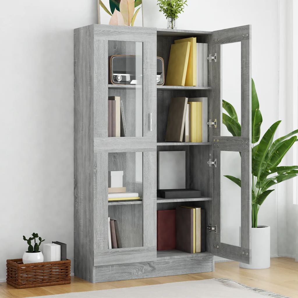 Armoire à vitrine Sonoma gris 82,5x30,5x150cm Bois d'ingénierie Bibliothèques vidaXL   