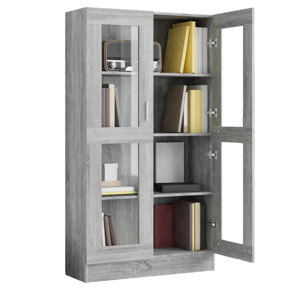 Armoire à vitrine Sonoma gris 82,5x30,5x150cm Bois d'ingénierie Bibliothèques vidaXL   