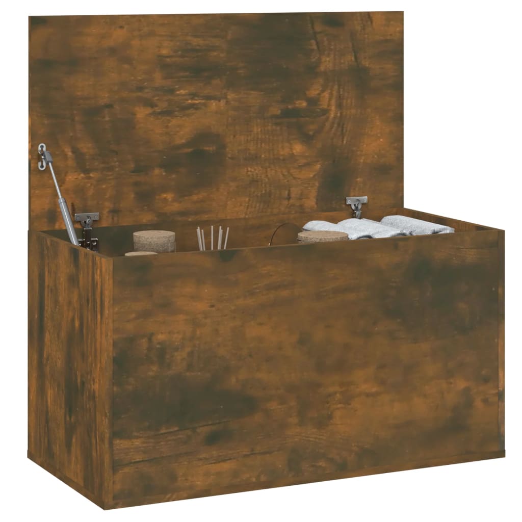 Coffre de rangement Chêne fumé 84x42x46 cm Bois d'ingénierie Coffres de rangement vidaXL