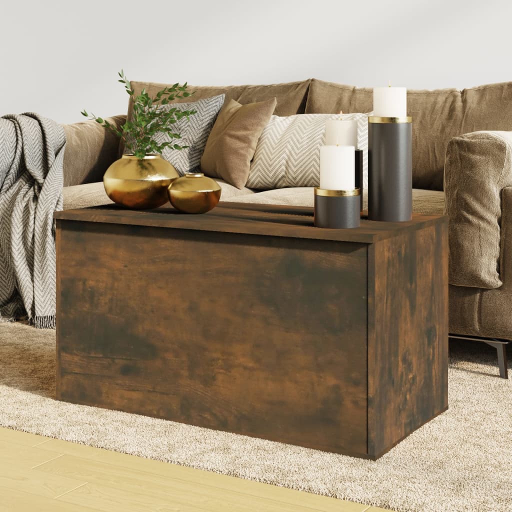 Coffre de rangement Chêne fumé 84x42x46 cm Bois d'ingénierie Coffres de rangement vidaXL