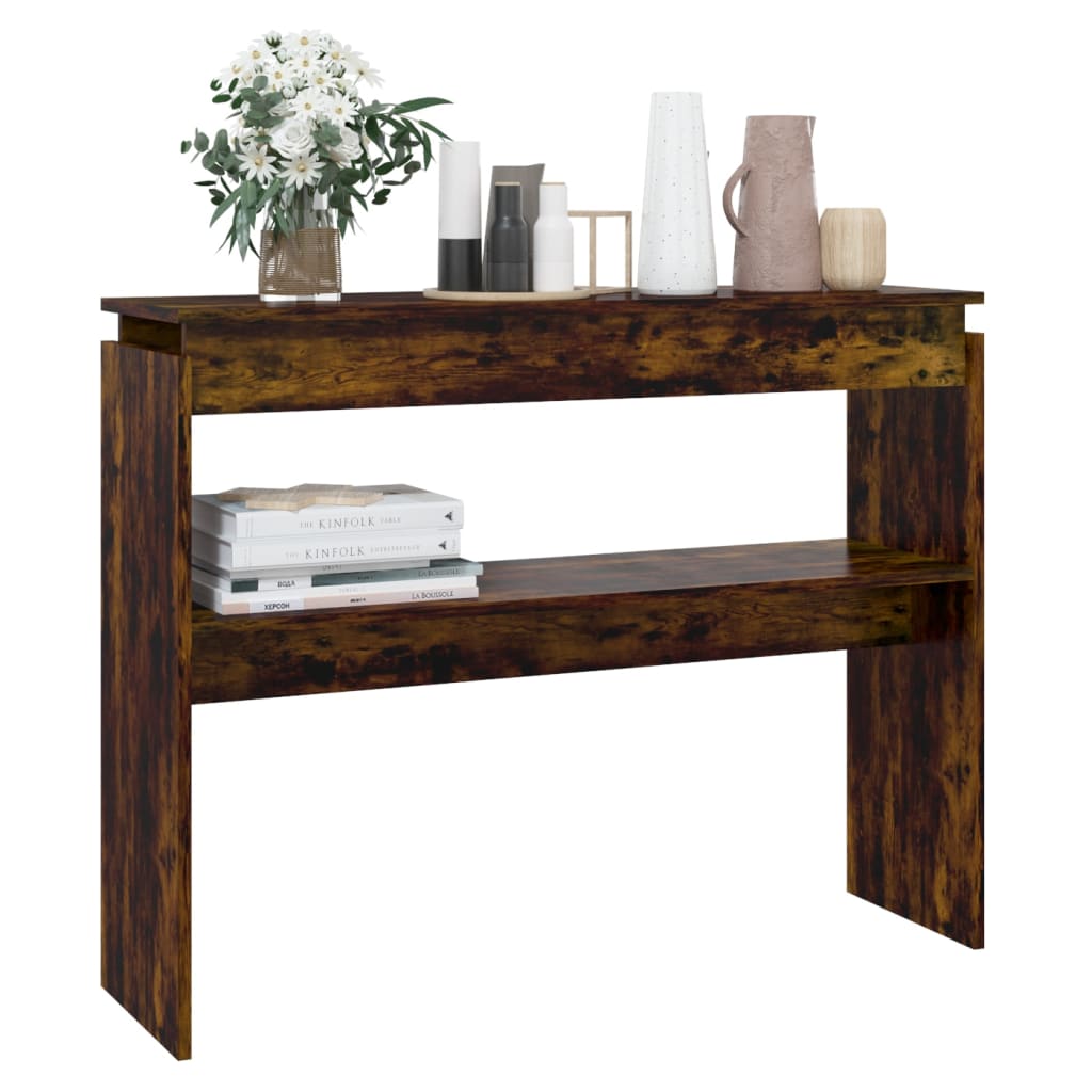 Table console Chêne fumé 102x30x80 cm Bois d'ingénierie Tables d'appoint vidaXL   