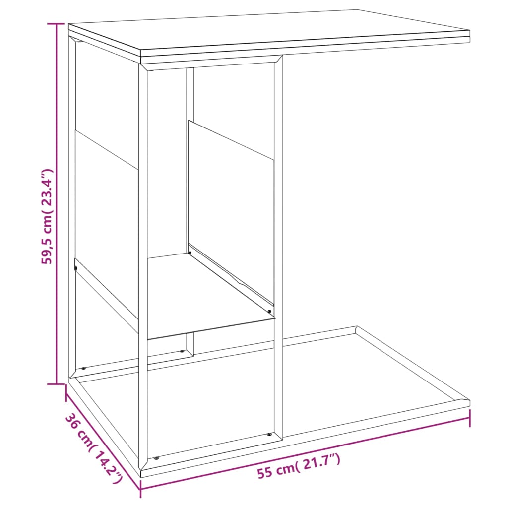 Table d'appoint Noir 55x36x59,5 cm Bois d'ingénierie Tables basses vidaXL   