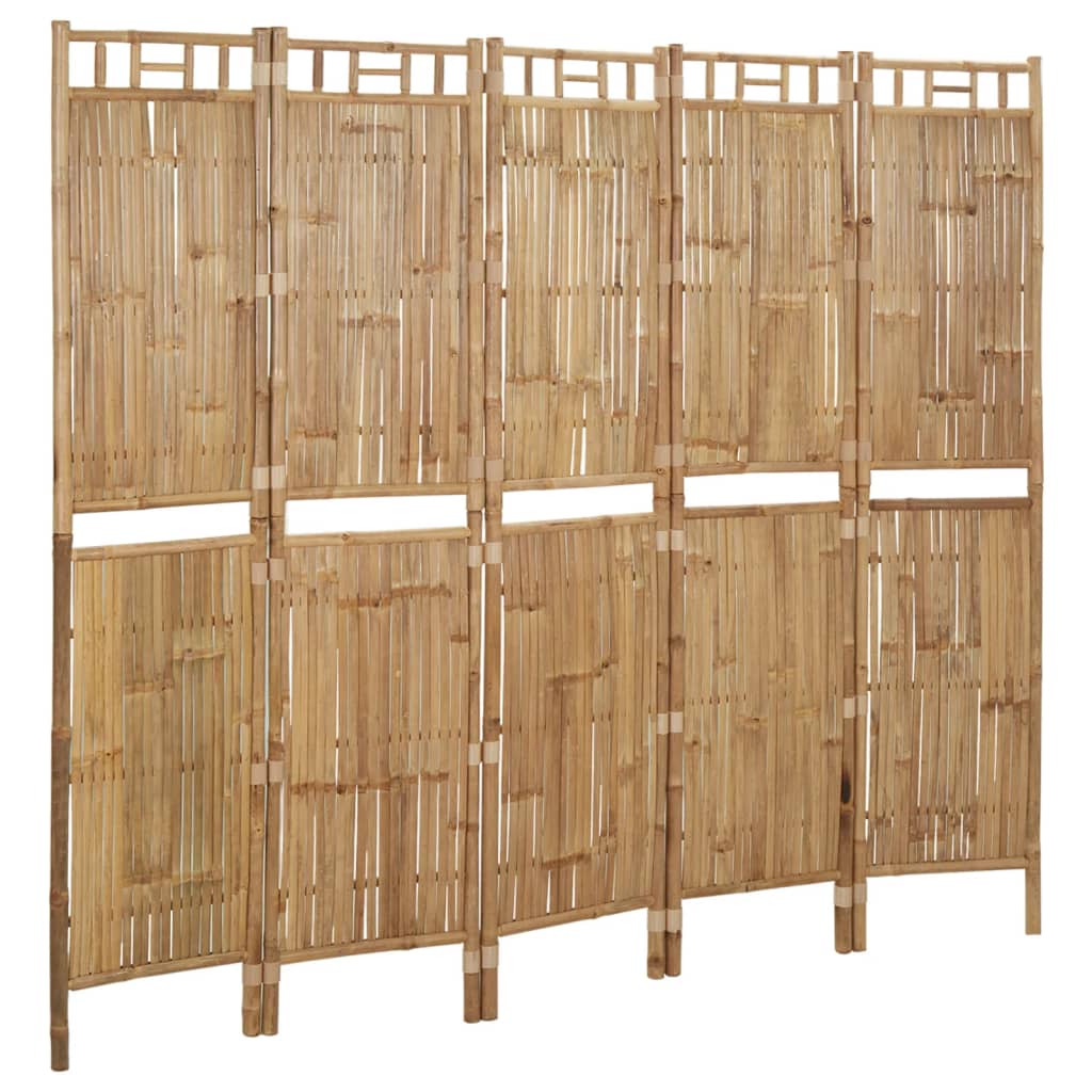 Cloison de séparation 5 panneaux Bambou 200x180 cm Séparateurs de pièces vidaXL   