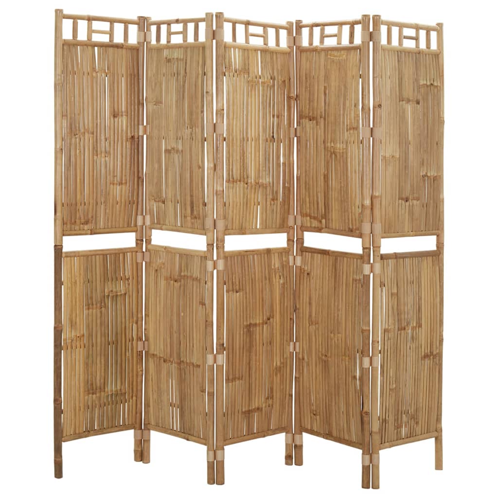 Cloison de séparation 5 panneaux Bambou 200x180 cm Séparateurs de pièces vidaXL   