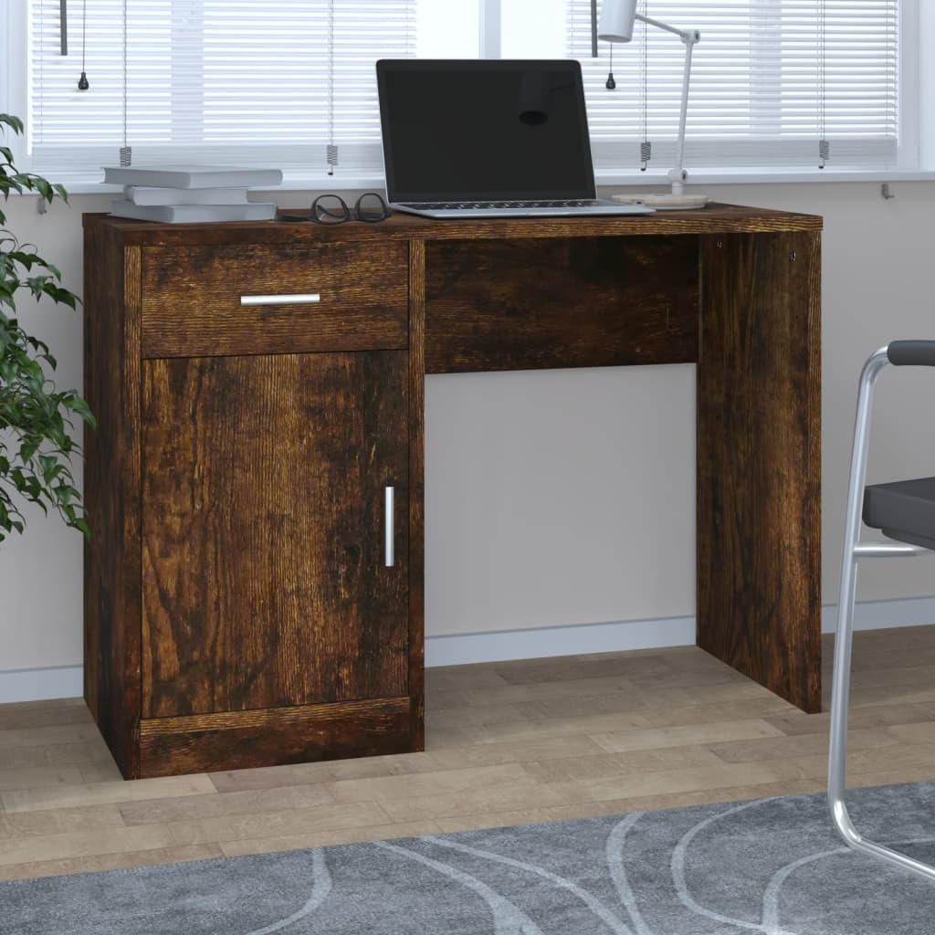 Bureau avec tiroir et armoire Chêne fumé 100x40x73 cm Bureaux vidaXL   