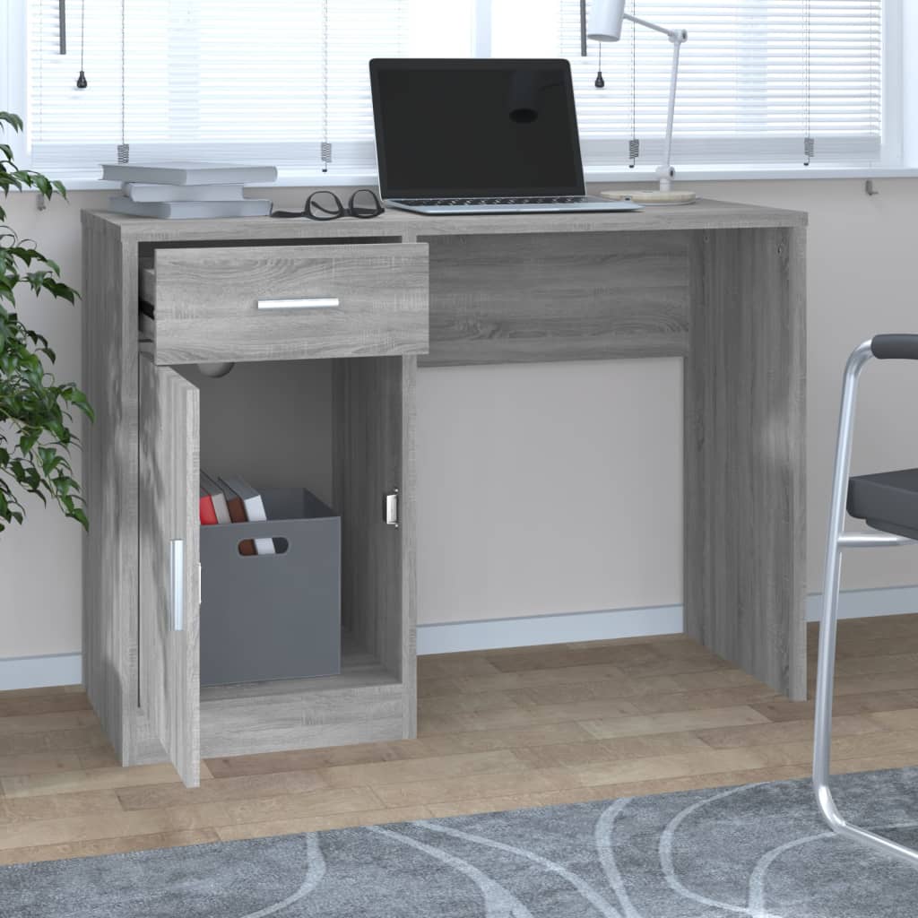 Bureau avec tiroir et armoire Sonoma gris 100x40x73 cm Bureaux vidaXL   