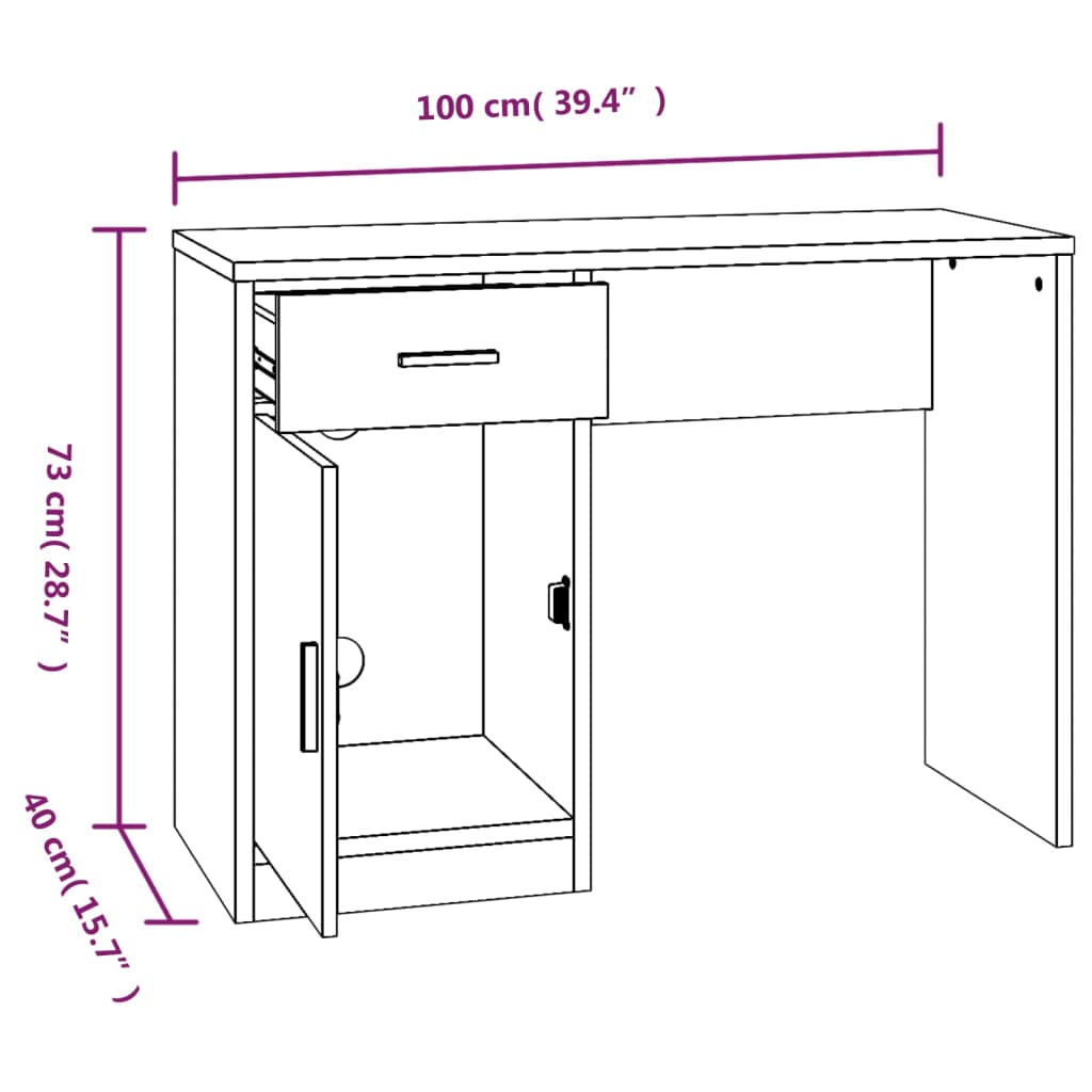Bureau avec tiroir et armoire Sonoma gris 100x40x73 cm Bureaux vidaXL   