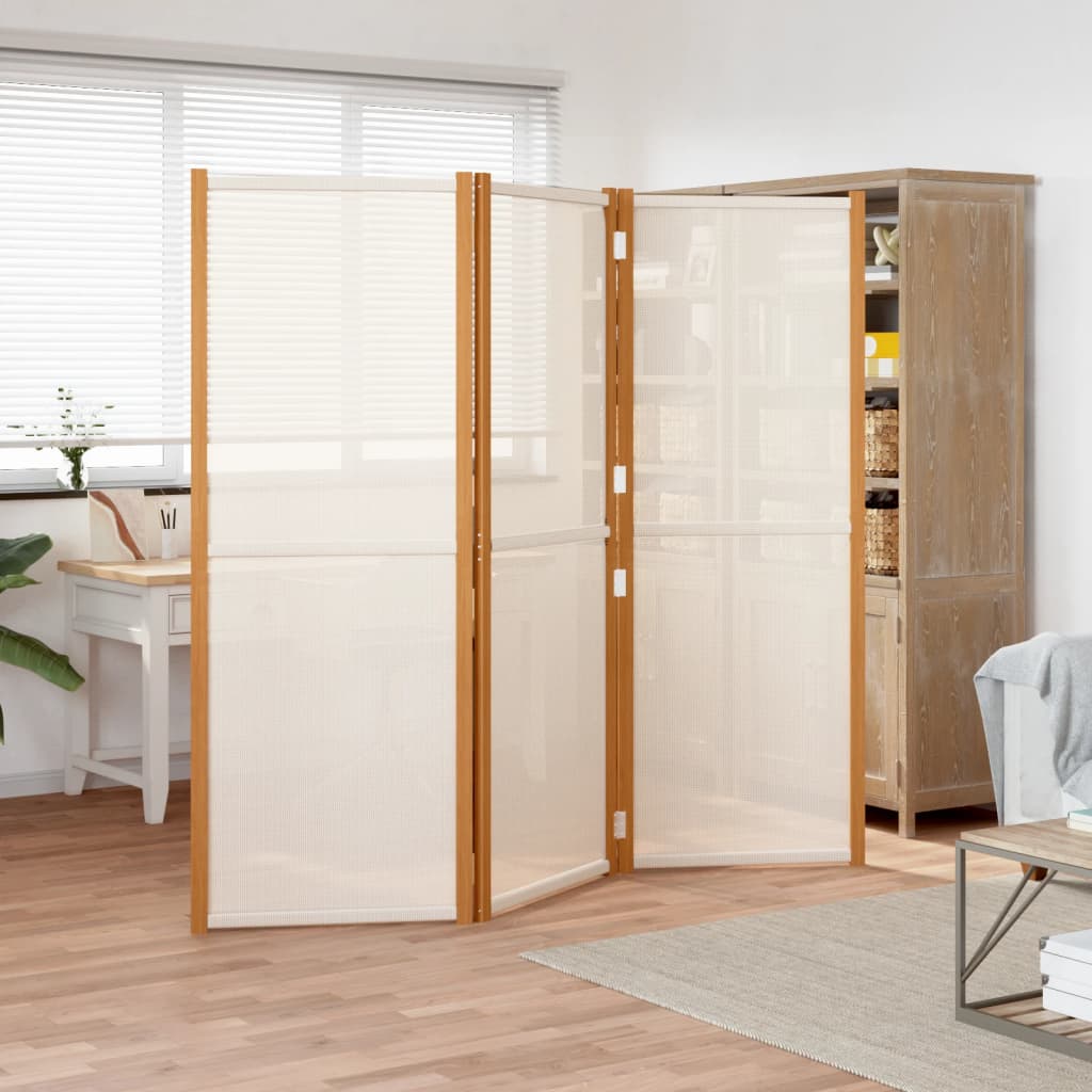 Cloison de séparation 3 panneaux Blanc crème 210x180 cm Séparateurs de pièces vidaXL   