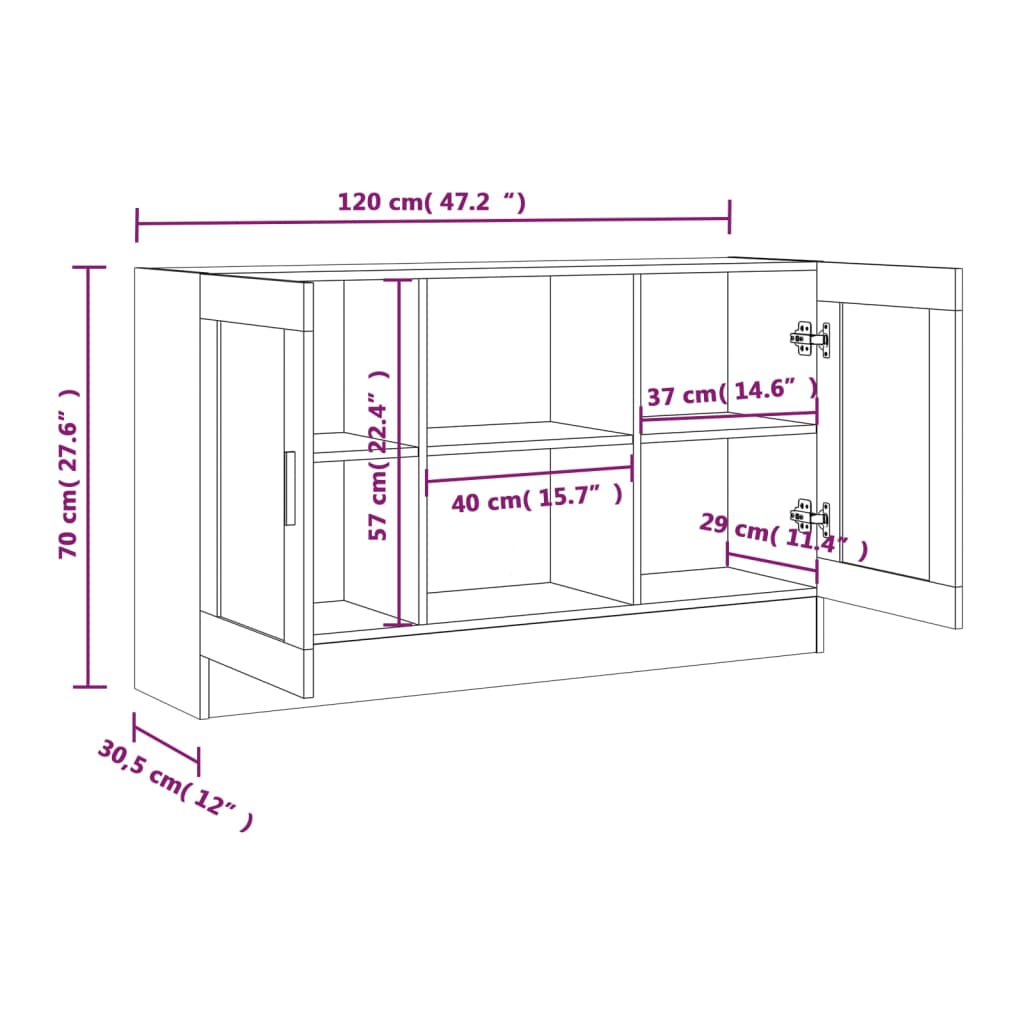 Armoire à vitrine Sonoma gris 120x30,5x70 cm Bois d'ingénierie Buffets & bahuts vidaXL   