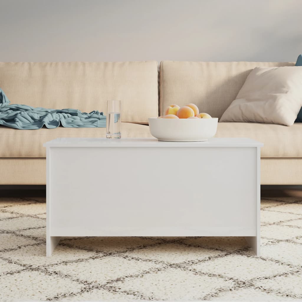 Table basse Blanc brillant 102x55,5x52,5 cm Bois d'ingénierie Tables basses vidaXL   