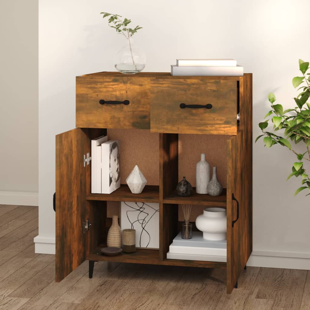 Buffet chêne fumé 69,5x34x90 cm bois d'ingénierie Buffets & bahuts vidaXL   