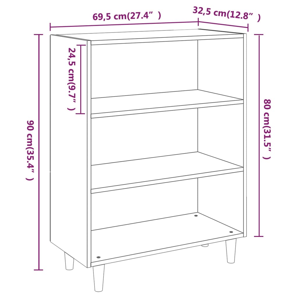 Buffet Sonoma gris 69,5x32,5x90 cm Bois d'ingénierie Buffets & bahuts vidaXL   