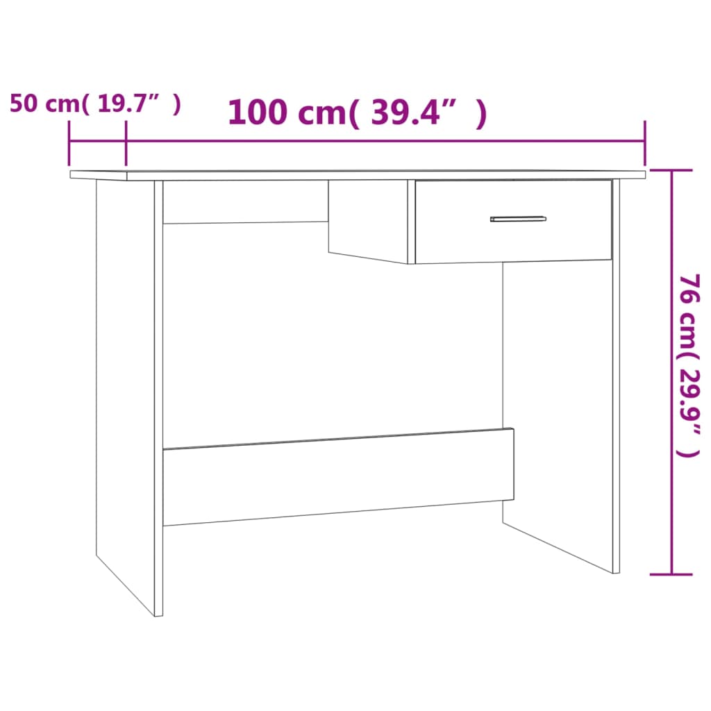 Bureau Chêne fumé 100x50x76 cm Bois d'ingénierie Bureaux vidaXL   