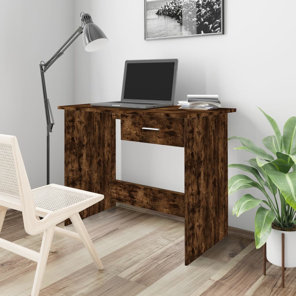 Bureau Chêne fumé 100x50x76 cm Bois d'ingénierie Bureaux vidaXL   