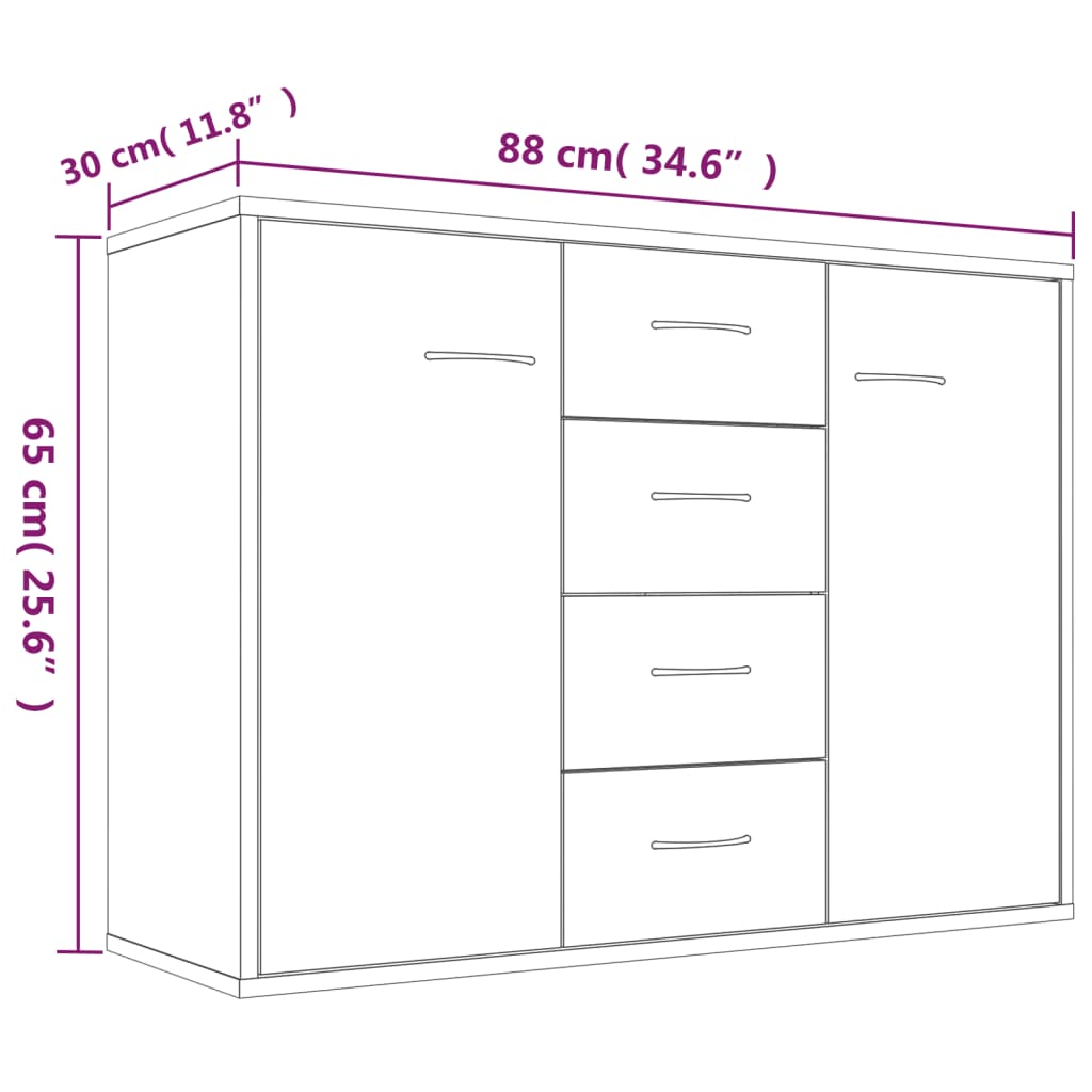 Buffet Chêne fumé 88x30x65 cm Bois d'ingénierie Buffets & bahuts vidaXL   