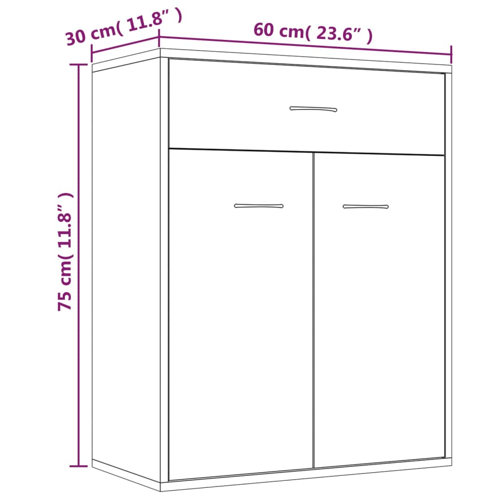 Buffet Chêne marron 60x30x75 cm Bois d'ingénierie Buffets & bahuts vidaXL   