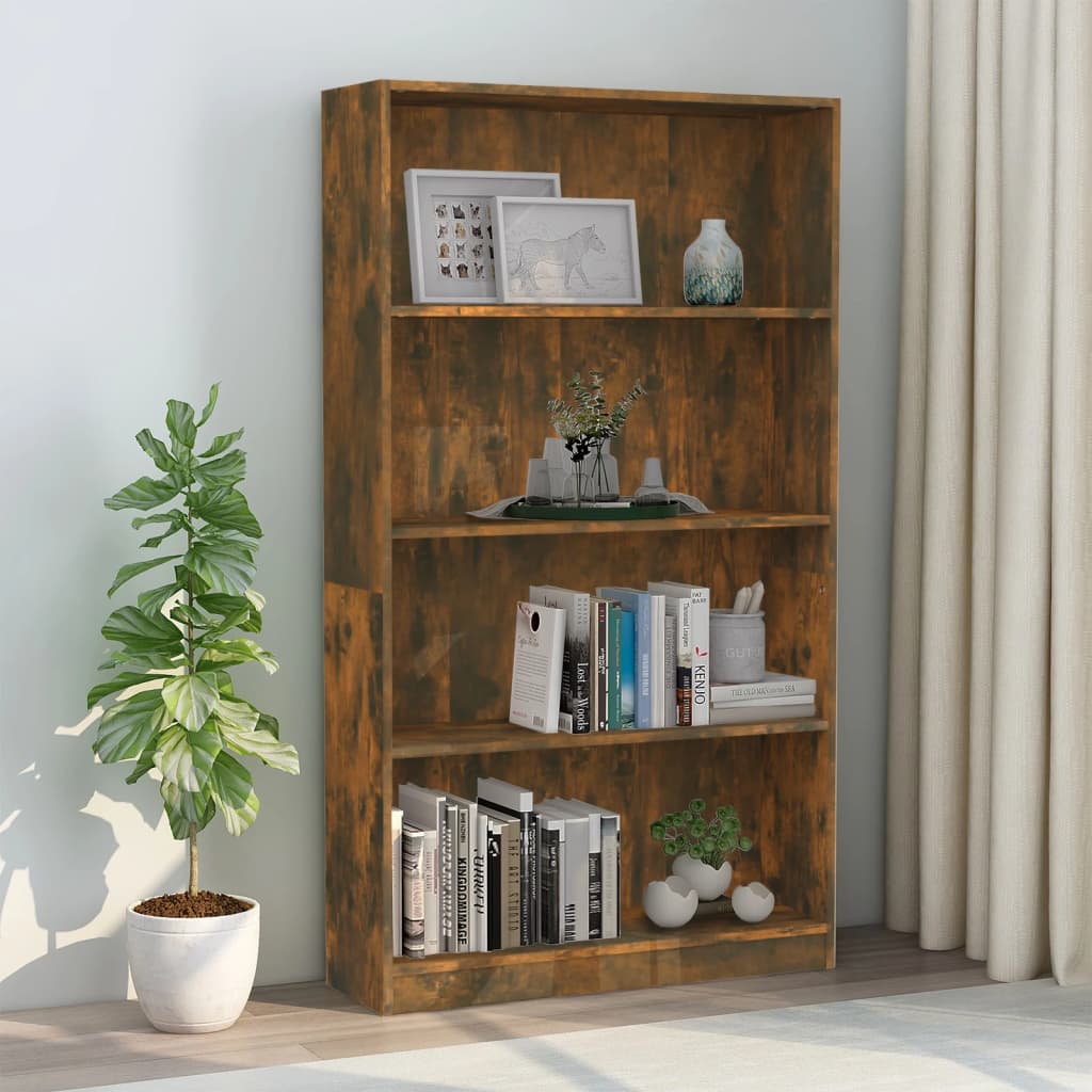 Bibliothèque 4 niveaux Chêne fumé 80x24x142cm Bois d'ingénierie Bibliothèques vidaXL   