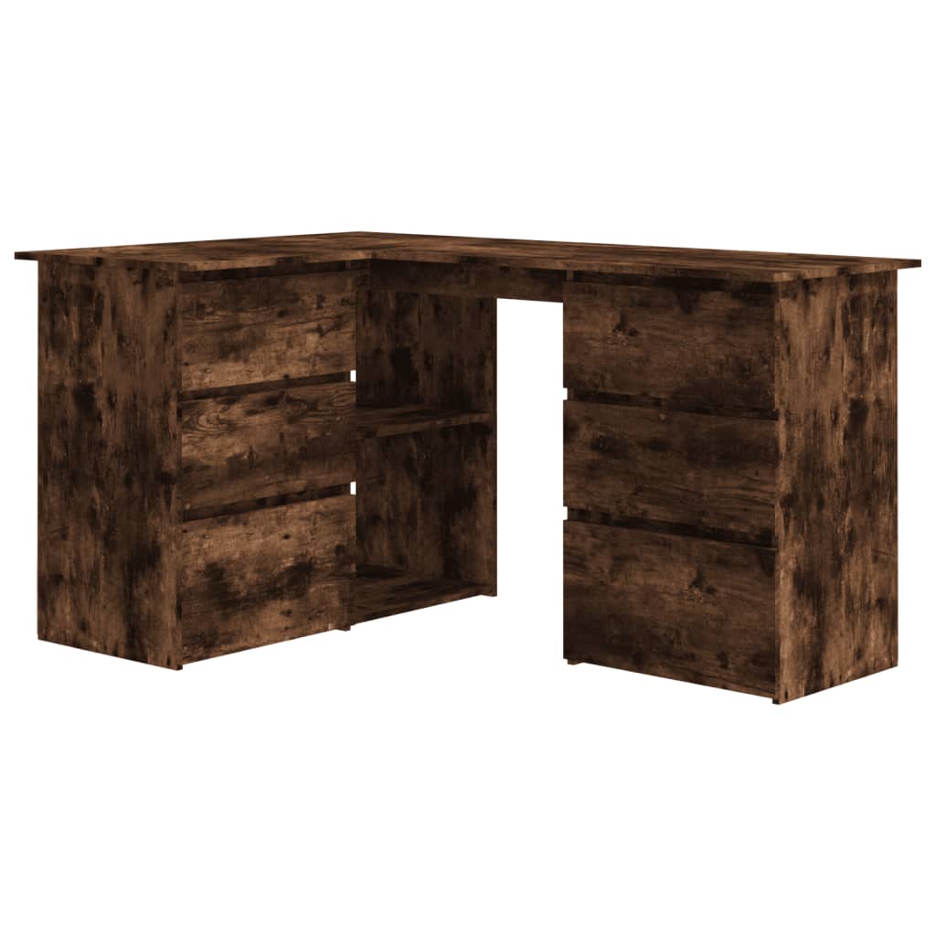 Bureau d'angle Chêne fumé 145x100x76 cm Bois d'ingénierie Bureaux vidaXL   
