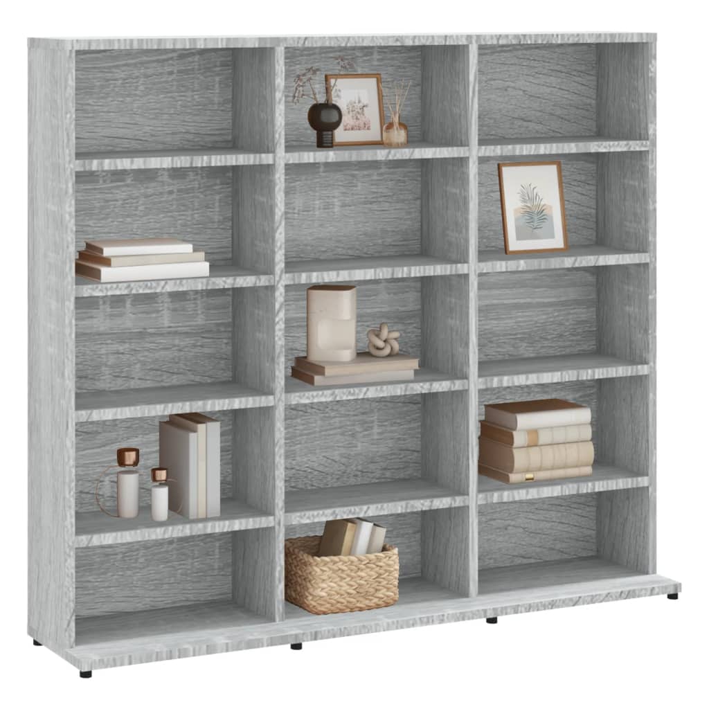 Armoire à CD Sonoma gris 102x23x89,5 cm Bois d'ingénierie Fixations & meubles de rangement multimédia vidaXL   